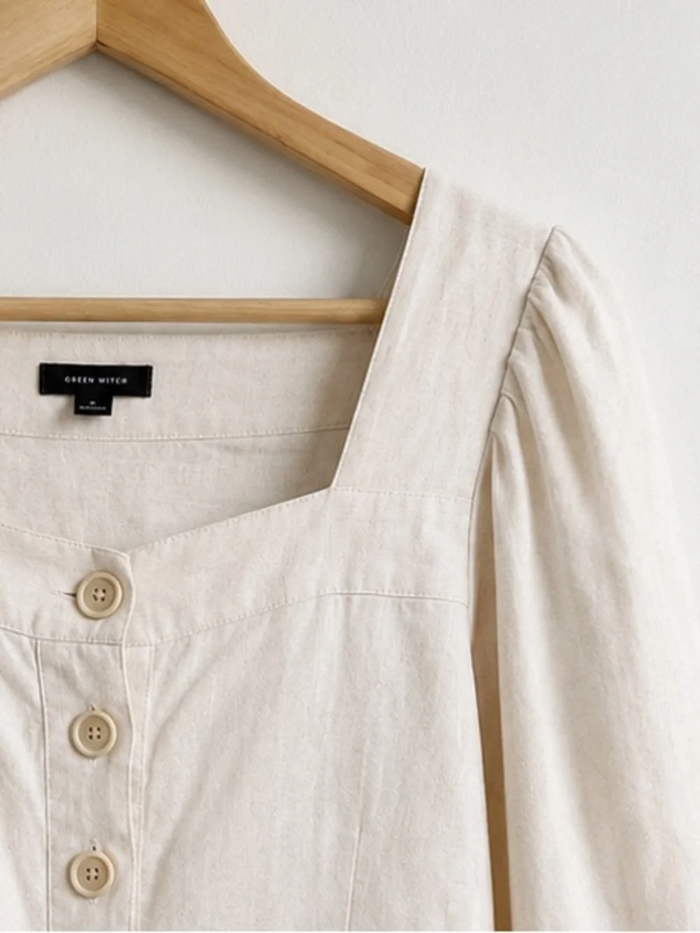 J. Crew 100% Linen Button Front Puff Sleeve Blouse Top Ivory Medium